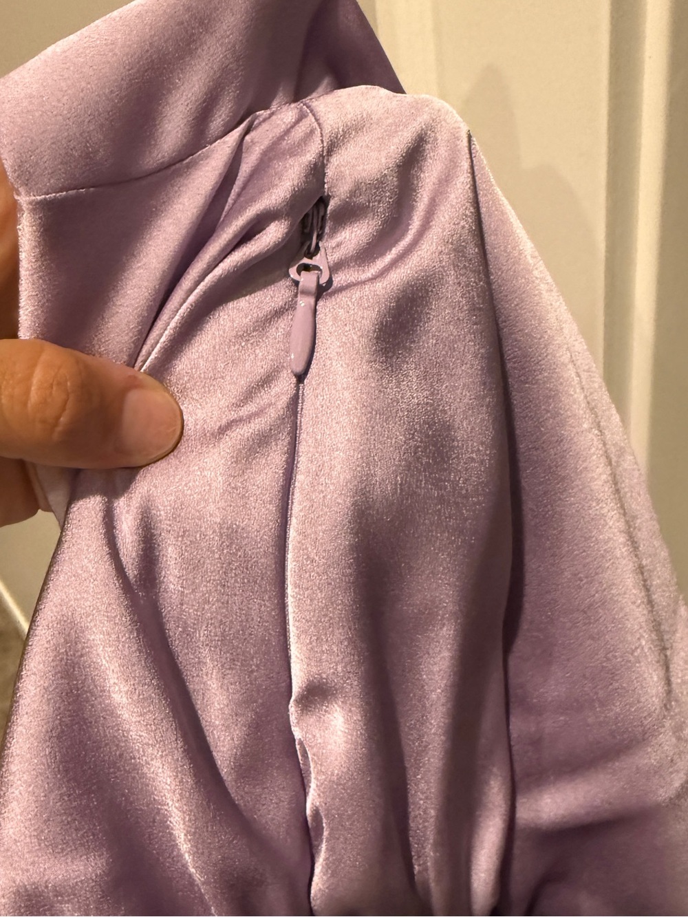 House of CB Lilac Satin Ruched Cutout Mini Dress Balloon Sleeve Date Night Small - Picture 9 of 10